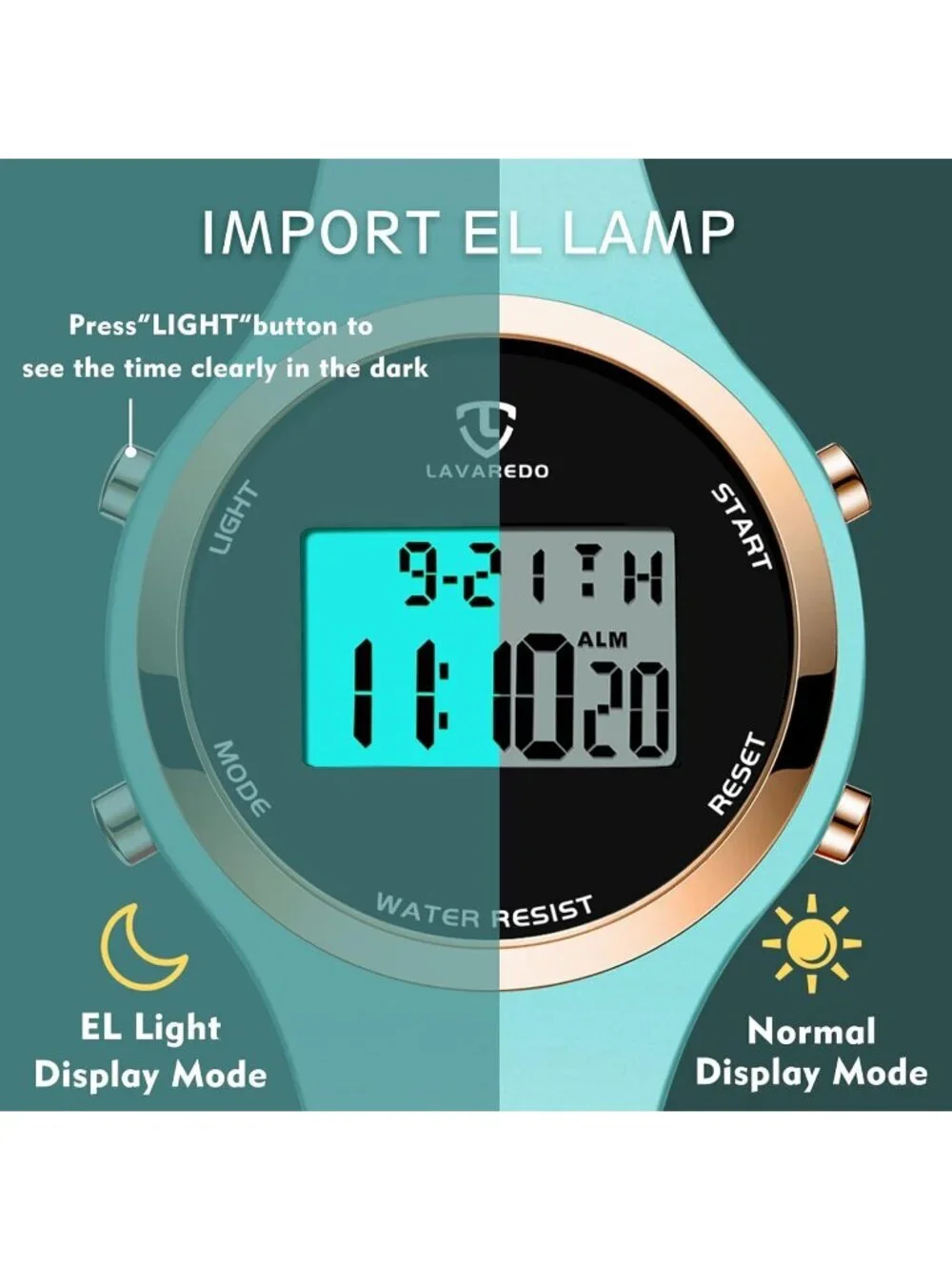 Women's Green Quartz Chronograph Waterproof Outdoor Sport Digital Classic Watch